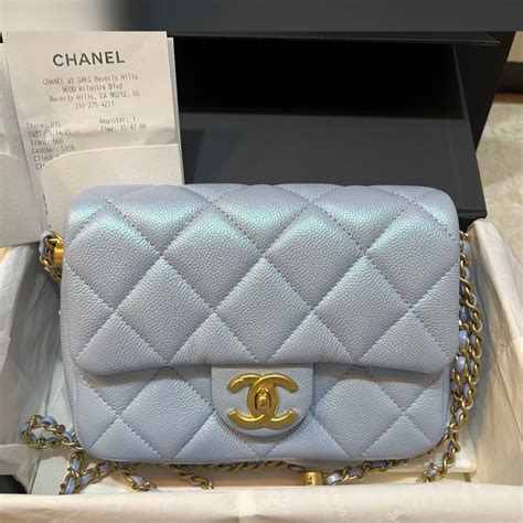chanel mini flap light blue
